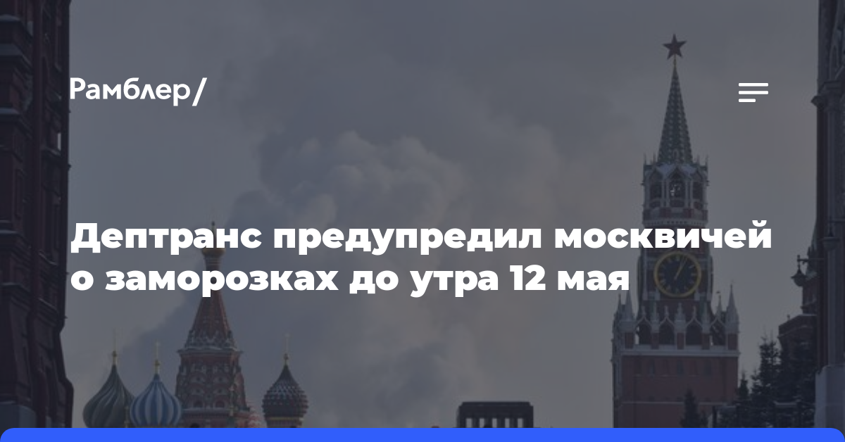 Дептранс предупредил москвичей о заморозках до утра 12 мая
