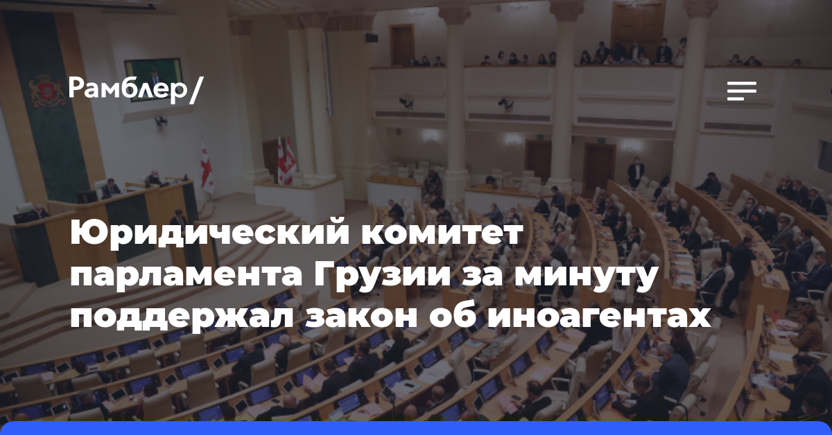 Юридический комитет парламента Грузии за минуту поддержал закон об иноагентах