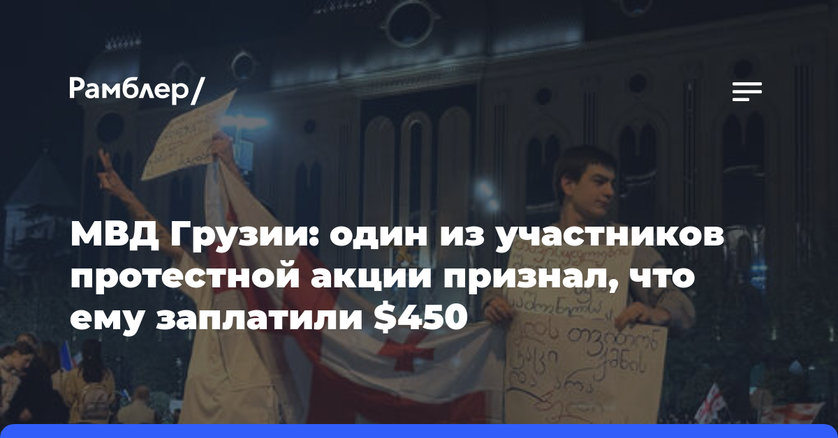 МВД Грузии: один из участников протестной акции признал, что ему заплатили $450