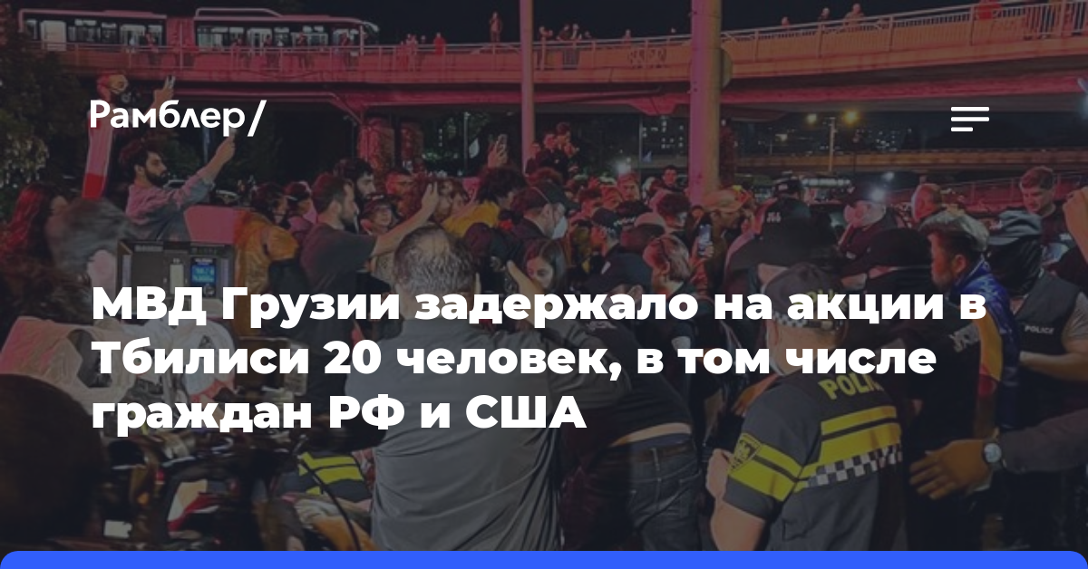 МВД Грузии задержало на акции в Тбилиси 20 человек, в том числе граждан РФ и США