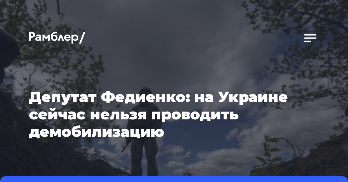 Депутат Федиенко: на Украине сейчас нельзя проводить демобилизацию