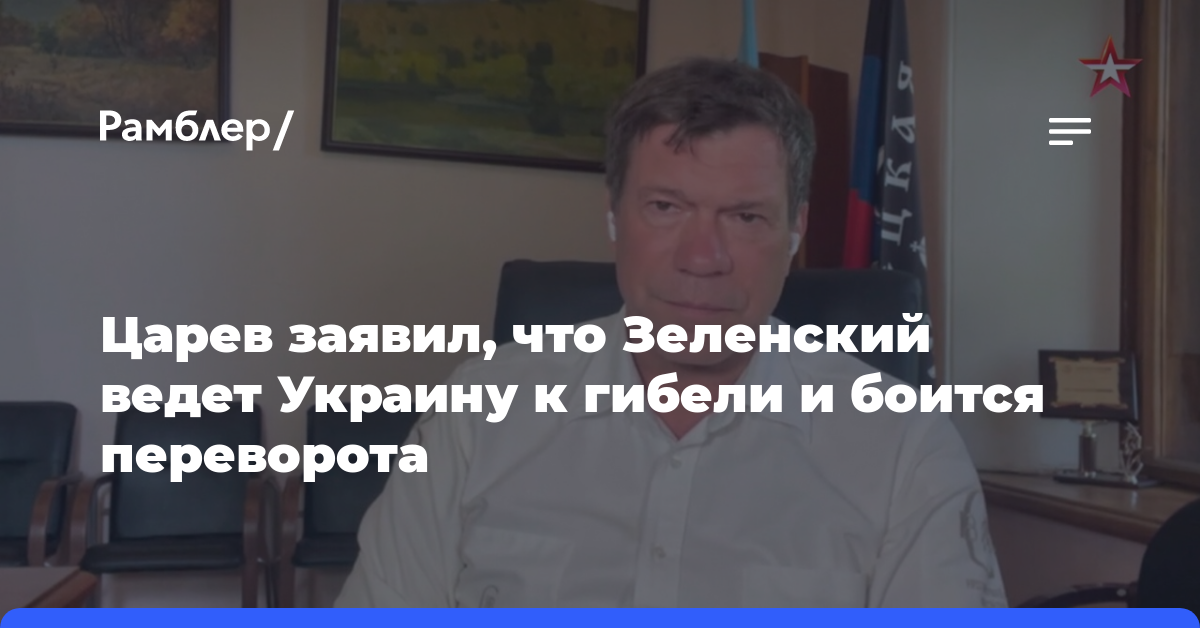 Царев заявил, что Зеленский ведет Украину к гибели и боится переворота
