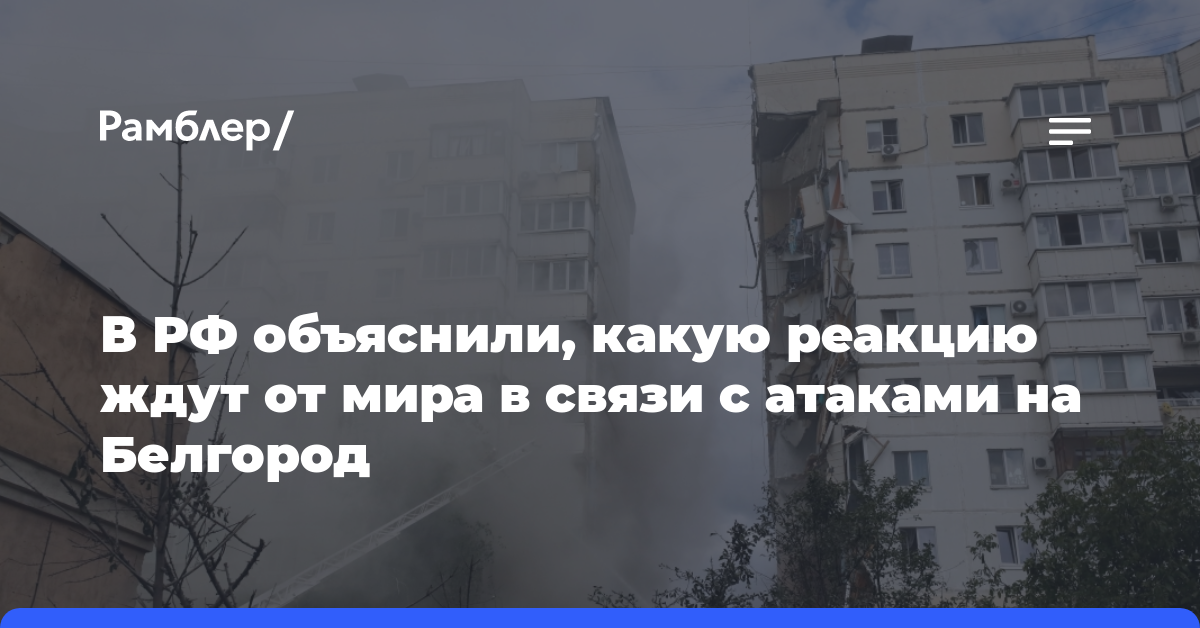 В РФ объяснили, какую реакцию ждут от мира в связи с атаками на Белгород