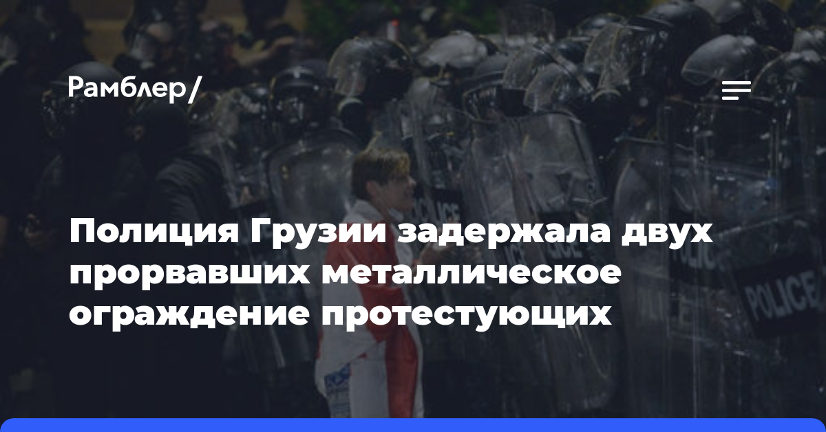 Полиция Грузии задержала двух прорвавших металлическое ограждение протестующих