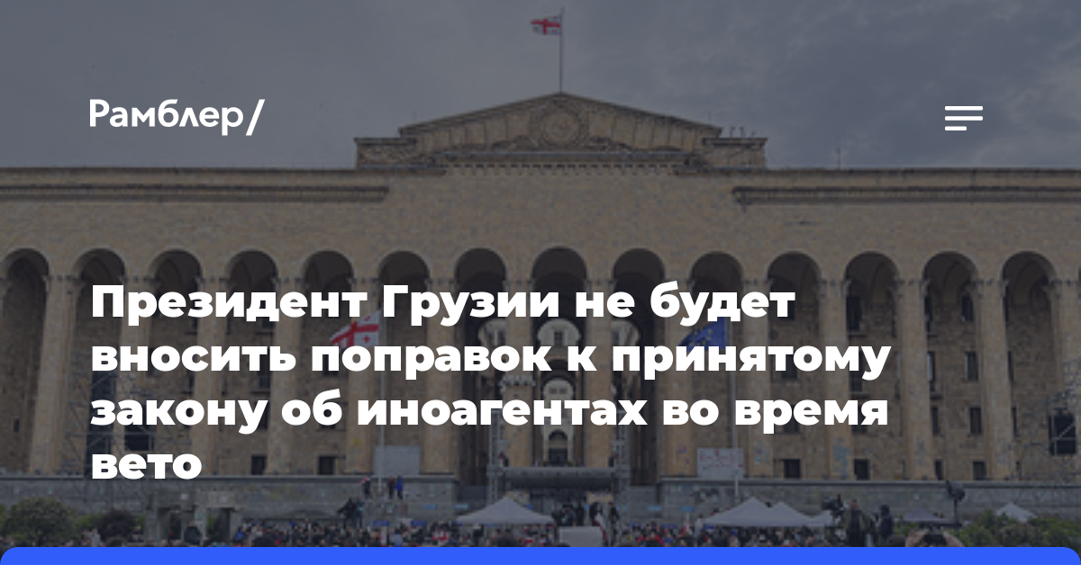 Президент Грузии не будет вносить поправок к принятому закону об иноагентах во время вето