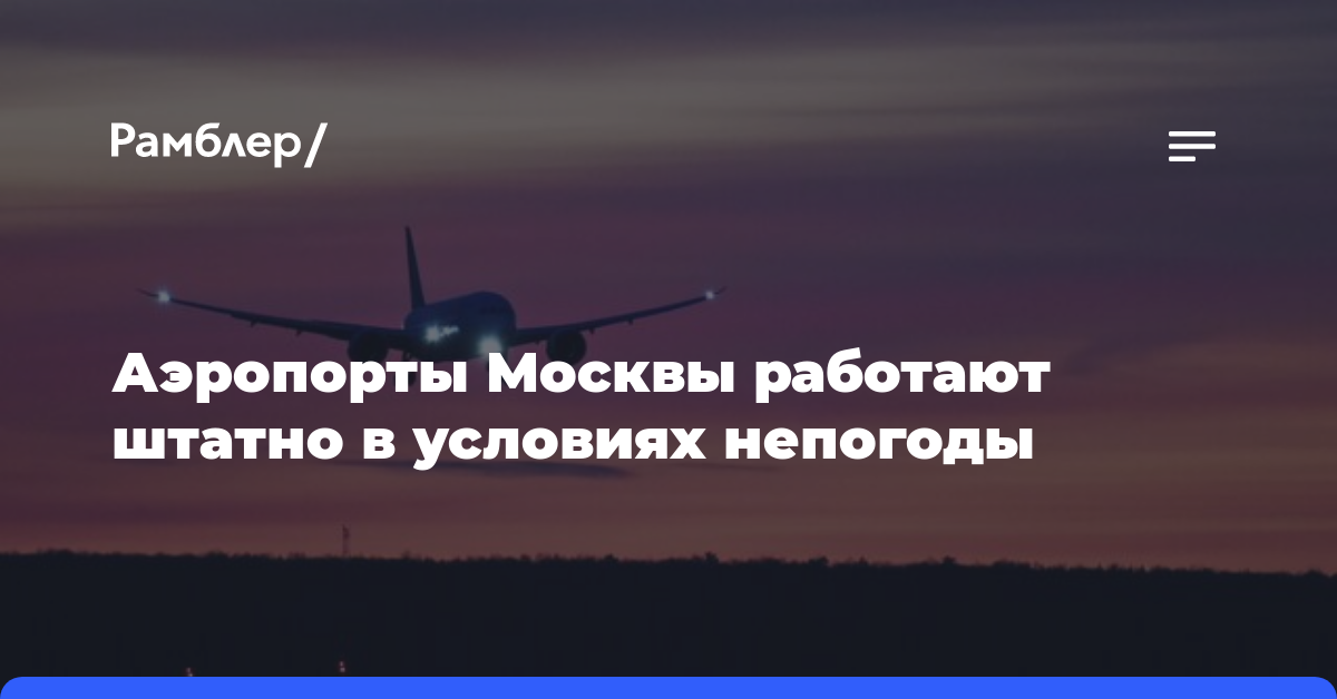 Аэропорты Москвы работают штатно в условиях непогоды