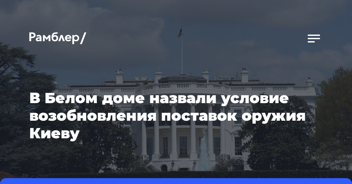 В Белом доме назвали условие возобновления поставок оружия Киеву