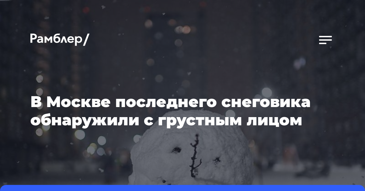 В Москве последнего снеговика обнаружили с грустным лицом