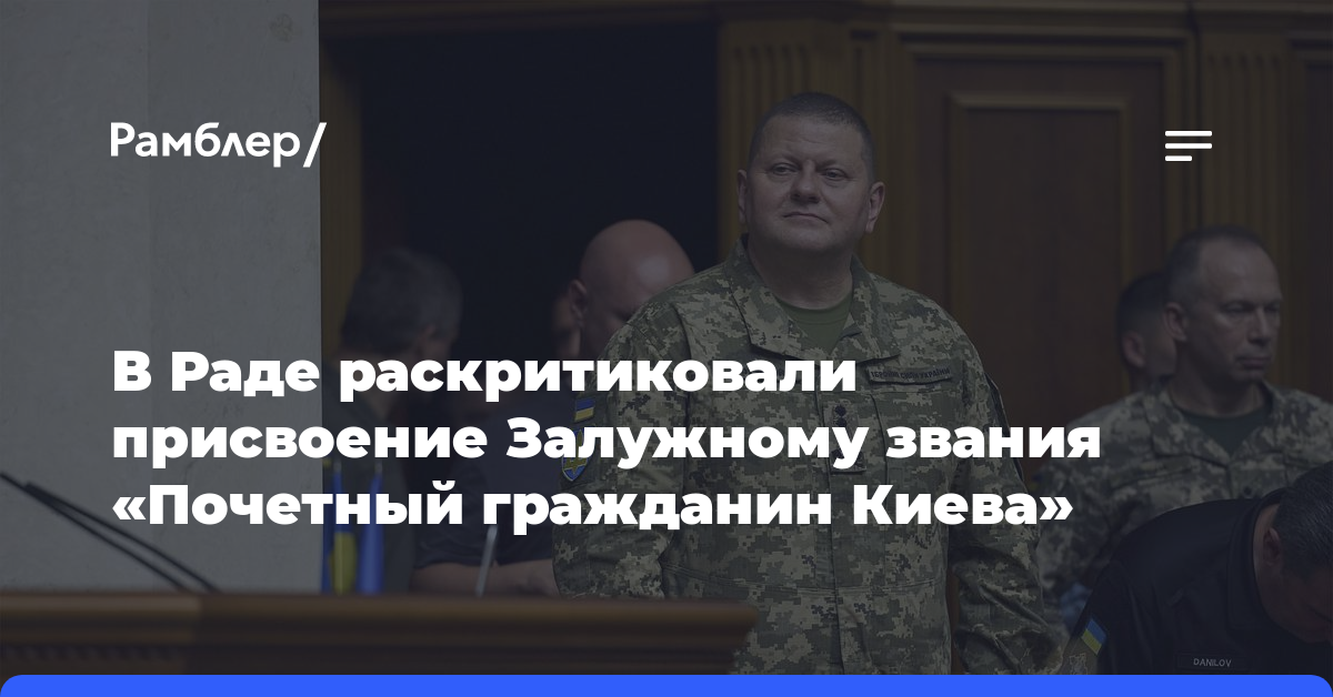 В Раде раскритиковали присвоение Залужному звания «Почетный гражданин Киева»