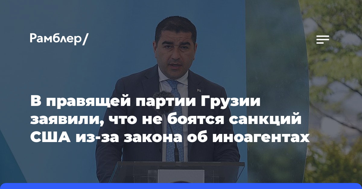 В правящей партии Грузии заявили, что не боятся санкций США из-за закона об иноагентах