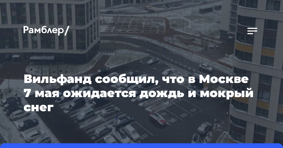Вильфанд сообщил, что в Москве 7 мая ожидается дождь и мокрый снег