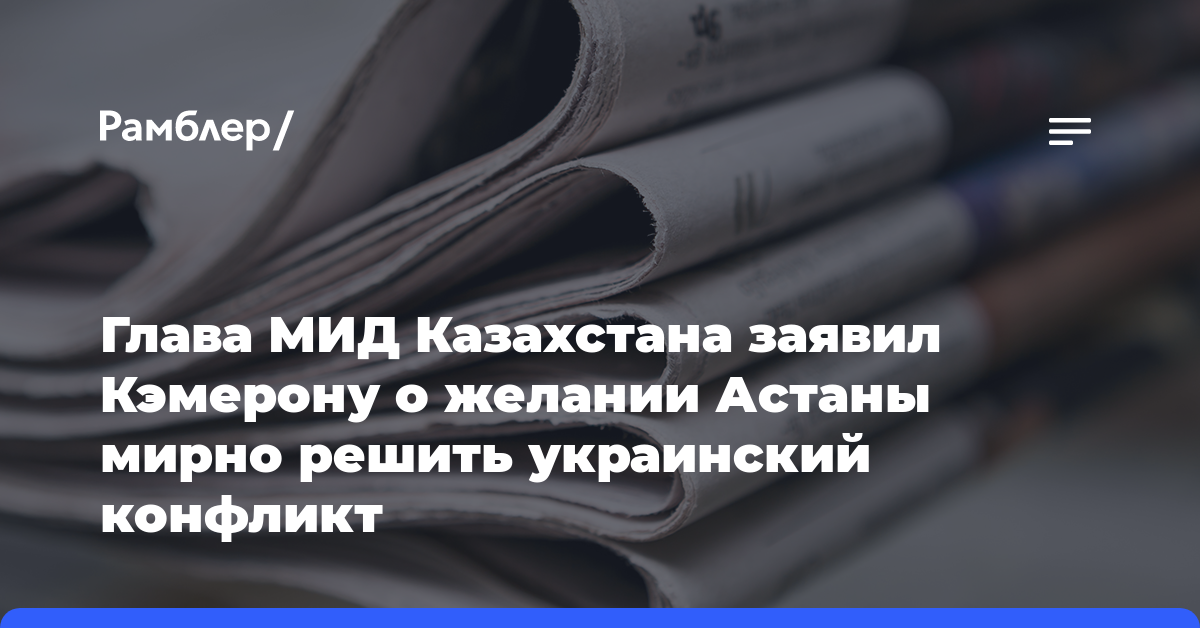 Глава МИД Казахстана заявил Кэмерону о желании Астаны мирно решить украинский конфликт