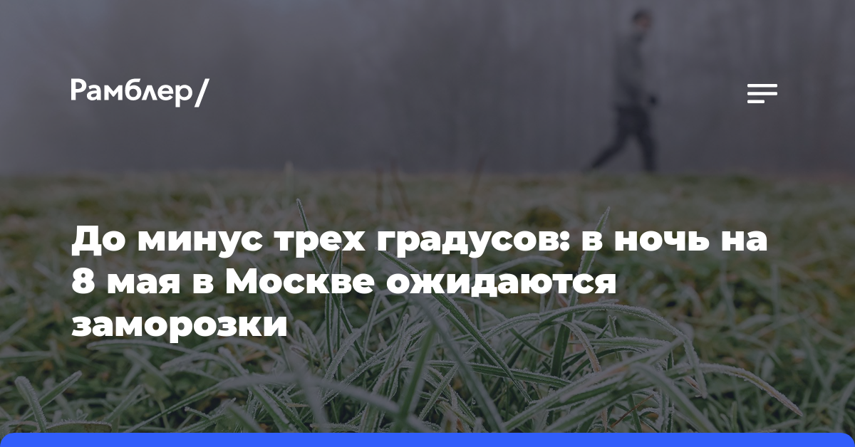 До минус трех градусов: в ночь на 8 мая в Москве ожидаются заморозки
