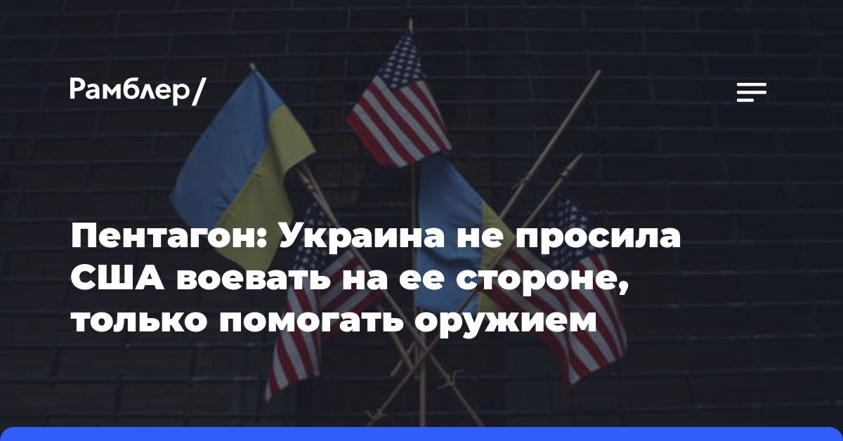 Пентагон: Украина не просила США воевать на ее стороне, только помогать оружием