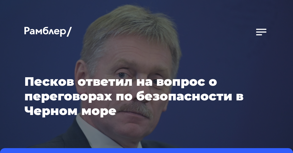 Песков ответил на вопрос о переговорах по безопасности в Черном море