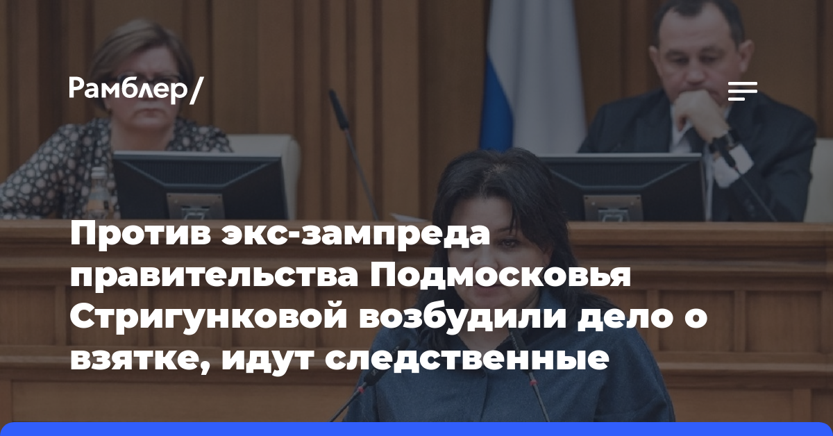 Против экс-зампреда правительства Подмосковья Стригунковой возбудили дело о взятке, идут следственные мероприятия